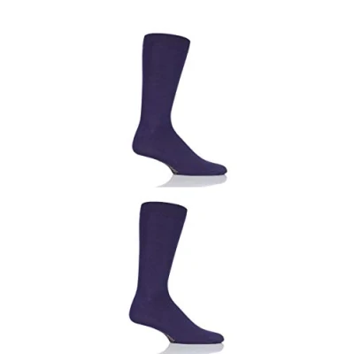 Image of SockShop Mens and Ladies Plain Striped Colour Burst Bamboo Socks with Smooth Toe Seams Pack of 2 Purple Rain 12 14