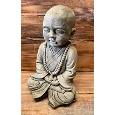 Image of STONE GARDEN LARGE ZEN BABY MONK BUDDHA ORNAMENT STATUE