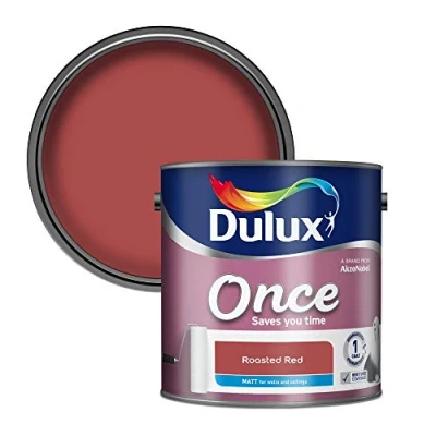 Image of Dulux 5190806 Once Matt Emulsion Paint For Walls And Ceilings, Roasted Red, 2.5 L