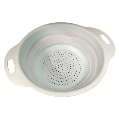 Image of Collapsible Colander Folding Food Drainer Space Saving Silicone Kitchen Essential (Green)