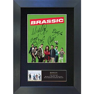 Image of #814 BRASSIC Signed Autograph Mounted Photo Reproduction PRINT A4 Rare Perfect Birthday (297 x 210mm) (Black Frame)