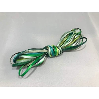 Image of Greens ONLY 10 x 1 metre 3mm Satin Ribbon Assorted Green Bundle Double Sided metres Thin 3 mm