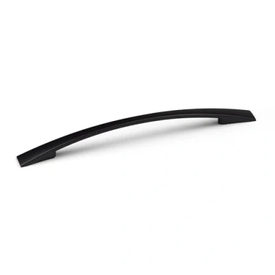 Image of 160mm Matt Black Cabinet Handle Curved Bow Cupboard Door Drawer Pull Wardrobe Furniture Replacement Upcycle