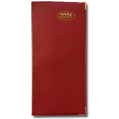 Image of 2025 Slim Line Week to View Padded Diary Metal Corner Case Bound (Red)