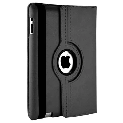 Image of TechDealsUK PU Leather 360 Degree Rotating Stand Swivel Case Folio Cover For Apple iPad 4 3 2 (Black)