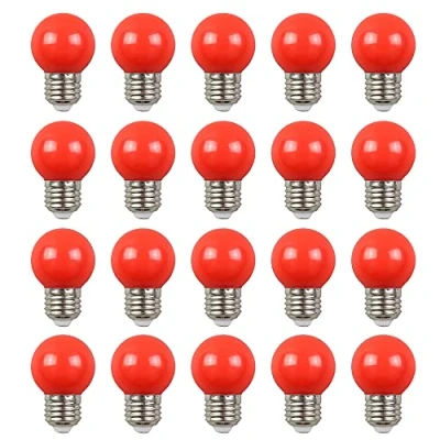 Image of ZFQ 20 Pack E27 Bayonet Colored LED Light Bulbs 2W G45 Golf Ball Mini Globe Bulb Lighting Bulbs,Red for Outdoor Indoor String Patio Garden Party Christmas, Tree, Fairy Night Lights
