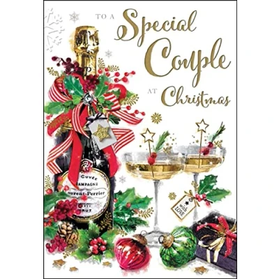 Image of Jonny Javelin Special Couple Christmas Card Champagne Glasses