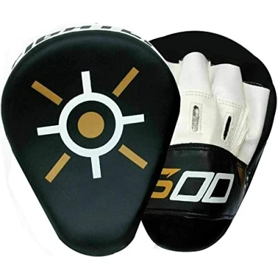 Image of Fitness Boxing Curved Focus Punching Pads MMA Coaching Mitts Hook &amp; jab Training Muay Thai Kickboxing Martial Arts Hand Target Strike Pad (White)