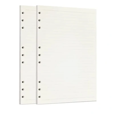 Image of Zelten 2 Pack B5 90 Sheets/180 Pages Lined Loose Leaf Punched Paper Refills for 9 Hole Binder Personal Organizer Diary Notebook Refillable Planner