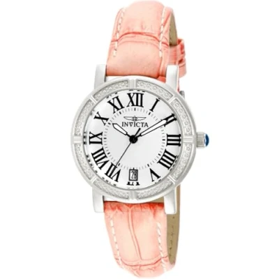 Image of Invicta Women&#039;s Wildflower Quartz Watch with Silver Dial Analogue Display and Pink Leather Strap 13967