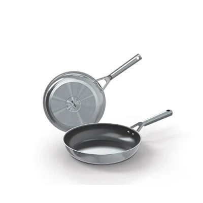 Image of Ninja ZEROSTICK Stainless Steel Cookware 2 Piece Frying Set, 20/26cm Pans, Long Lasting, Non Stick, Induction Compatible, Oven Safe to 260C, C62100UK