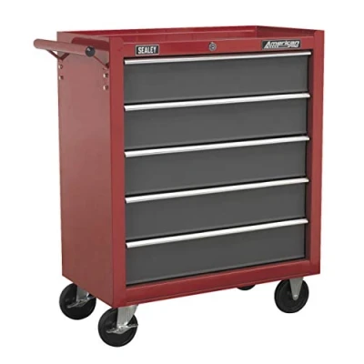 Image of Sealey American Pro Rollcab 5 Drawer with Ball Bearing Slides Red/Grey