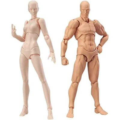 Image of Persistence Body Doll, Artists Manikin Blockhead Jointed Mannequin Drawing Figures Male+Female Set (Skin Color)
