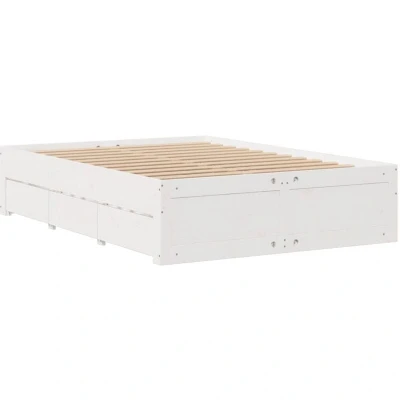Image of vidaXL Bed Frame without Mattress with Drawers White 160x200 cm Solid Wood Pine
