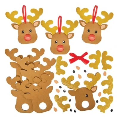Image of Baker Ross FN343 Reindeer Chocolate Holder Decorations Pack of 8, Christmas Arts and Crafts, for Kids