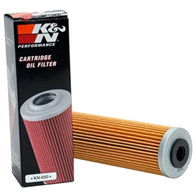 Image of K&amp;N Motorcycle Oil Filter: High Performance, Premium, Designed to be used with Synthetic or Conventional Oils: Fits Select KTM, Husqvarna Vehicles, KN 650, black