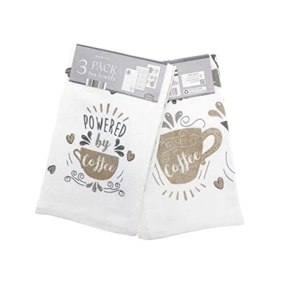 Image of Velour Tea Towels Coffee 3pk, Brown 100% Cotton Towel Triple Pack Let&#039;s Have Great Value Gift