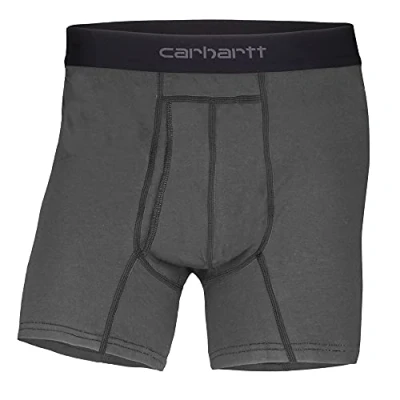 Image of Carhartt Men&#039;s 5&quot; Inseam Basic Cotton Poly Boxer Brief 2 Pack, Shadow, S