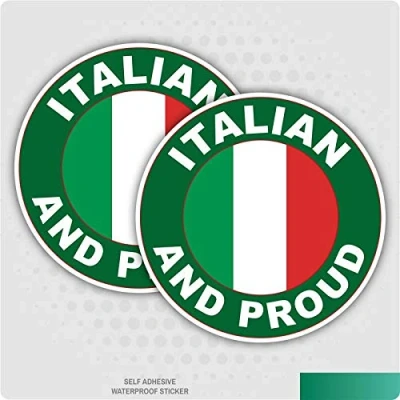 Image of Landing Designs 2 x Italian and Proud Flag Car Van Lorry Vinyl Self Adhesive Stickers