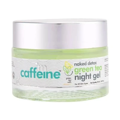 Image of mCaffeine Naked Detox Green Tea Night Gel Hydrating Hyaluronic Acid Moisturizer for Fine Lines and Wrinkles Reduction Non Sticky 50 ml