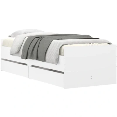Image of vidaXL Bed Frame with Drawers without Mattress White 100x200 cm