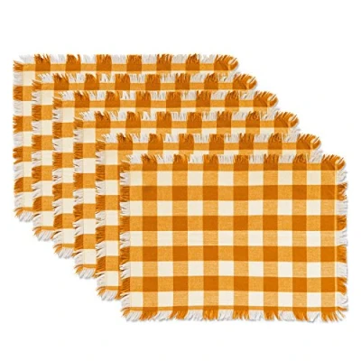 Image of DII Check Tabletop, Cotton, Pumpkin Spice, Placemat Set, 13x19
