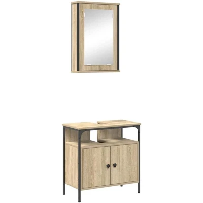 Image of vidaXL 2 Piece Bathroom Cabinet Set Sonoma Oak Engineered Wood