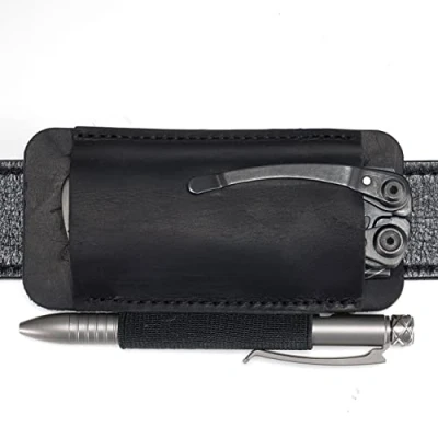 Image of VIPERAED PJ33 Leather Knife Sheaths for Belt, Pocket Holster, Sheath, Horizontal Belt Holder(Black)