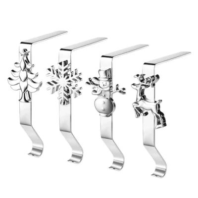 Image of Molinter Stocking Holders Fireplace Hook Christmas Iron Nikolausstrumpf Holder Decoration Set of 4