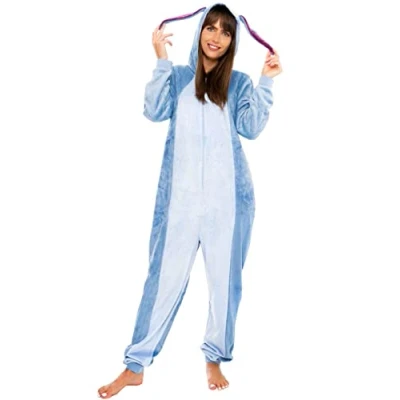 Image of Disney Eeyore Onesie for Women Costume Adult Womens Fleece Pyjamas Official Winnie The Pooh Merchandise Blue Medium