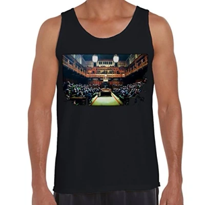 Image of Tribal T Shirts Mens Banksy Monkey Parliament Vest Top (Large, Black)
