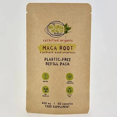 Image of Organic Maca Root Capsules 600mg by The Natural Health Market Soil Association Certified (60 Pouch)