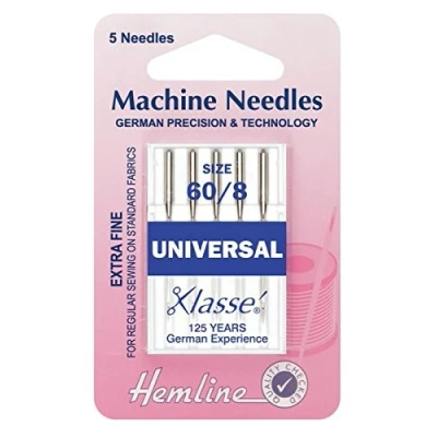 Image of Hemline Universal Sewing Machine Needles Extra Fine Size 60/8