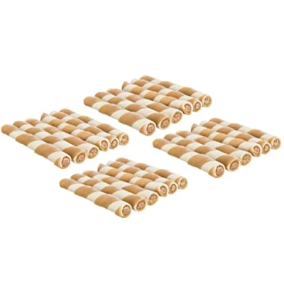 Image of 20 PACK TRIXIE CHICKEN FILLED ROLL STRAW DOG DENTAL CHEW TREAT STICK 10CM BULK