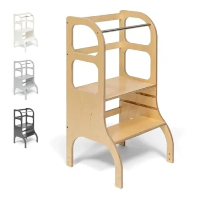 Image of Ette Tete STEP UP Adjustable Height Montessori Toddler Kitchen Helper Tower (Wooden)