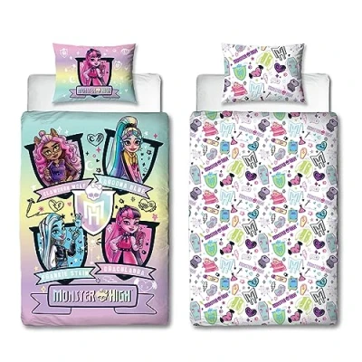 Image of Character World Monster High Officially Licensed Fierce Design Single Duvet Cover Set Reversible 2 Sided Dolls Bedding Including Matching Pillow Case Perfect For Kids Bedroom Polycotton