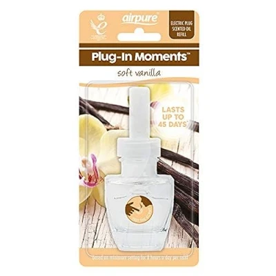 Image of airpure Plug in Moments Refill Air Freshener, 20ml, Long Lasting Wall Fragrance Fresheners, Refills Several Scents for Home or Office Soft Vanilla