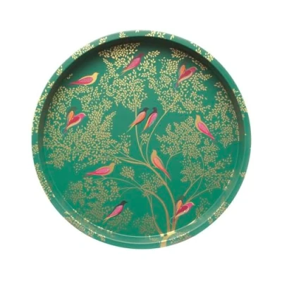 Image of Elite Tins Sara Miller Green Birds Deep Well Tray 300mm(d)