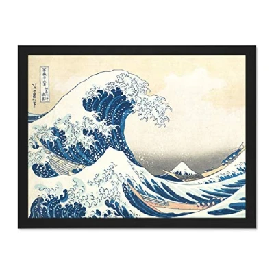 Image of Hokusai Great Wave Off Kanagawa Large Framed Art Print Poster Wall Decor 18x24 inch
