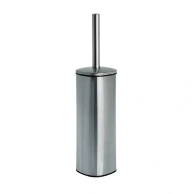 Image of Blue Canyon Santorini Toilet Brush &amp; Holder for Bathroom, Flexible Bowl Plastic Head Deep Cleaning, Compact Size, Elegant Design Chrome