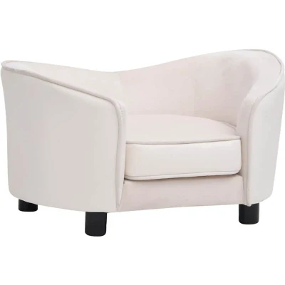 Image of vidaXL Dog Sofa Cream 69x49x40 cm Plush and Faux Leather