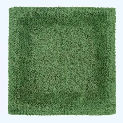 Image of HOMESCAPES Shower Mat, Luxury 1600gsm Bath Mat Extra Soft 100% Cotton, Reversible Bathroom Mats Non Slip, Washable, Super Absorbent, Quick Dry Bottle Green Rug 50x50 cm Square Small