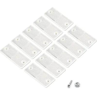 Image of ETUKER 10 Pack Rear Reflector, Rectangular Reflectors Screw on Safety Reflective, Post Reflectors, for Gate Posts Caravan/Truck/Trailer/Boat/Motorcycle Fence