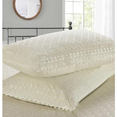 Image of Rapport Home Richmond Ivory Pillowcase Pair Luxury Embroidered