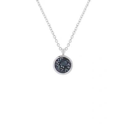 Image of Karen Millen Crystal Dot Pendant Necklace For Women (Silver/Dark Grey Crystal)