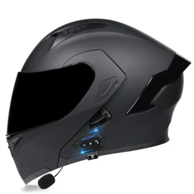 Image of Full Face Bluetooth Motorbike Helmet Flip Up Modular with Microphone for Automatic Answering Double Visor DOT/ECE Approved Anti Crash Shockproof Integrated