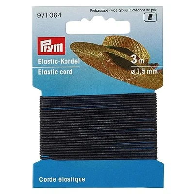 Image of Prym Elastic Cord, Polyester blend, Black, 9.3 x 5.7 0.5 cm