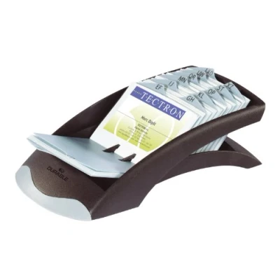 Image of Durable Visifix Desktop Business Card Holder Includes 100 Pockets for Holding 200 Cards A Z Index Made fromPlastic,Black