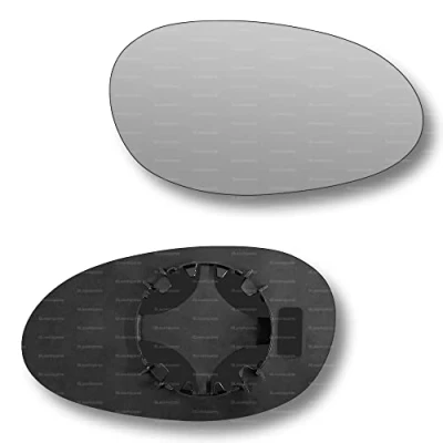 Image of Less4spares Replacement Wing Mirror Glass Right Compatible with Smart City Coupe, Fortwo, Roadster 1998 2007 CLIP ON Driver Off side Convex