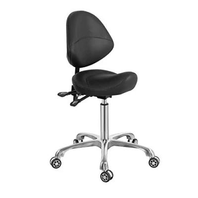 Image of Nazalus Saddle Stool Chair with Back Support, Heavy Duty(350LBS), Hydraulic Rolling Swivel Adjustable for Salon Spa Beauty Massage Dental Clinic Home Office Use